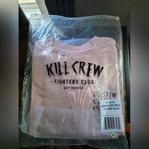 Kill Crew Fighters Club Oversized Tee - Light Pink & Black NWT Size XS